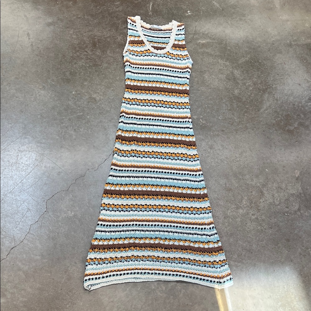 Zara Multicolor Striped Knit Maxi Dress